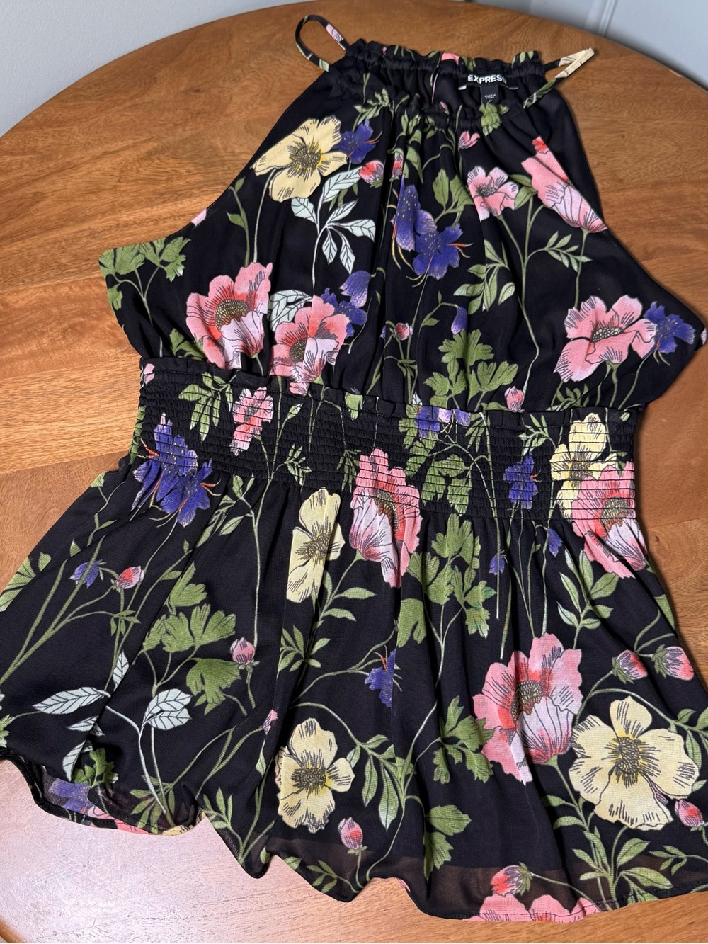 Express Black Floral Halter Top